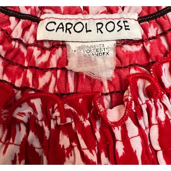 Woman’s Carol Rose Shirt Size Medium Red & White Top Blouse Ruffled Neck - Picture 3 of 6